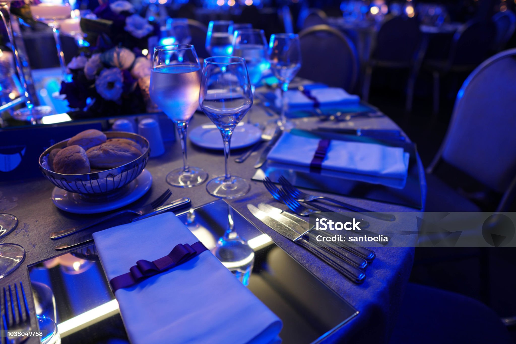 Wedding hall or other function facility set for fine dining